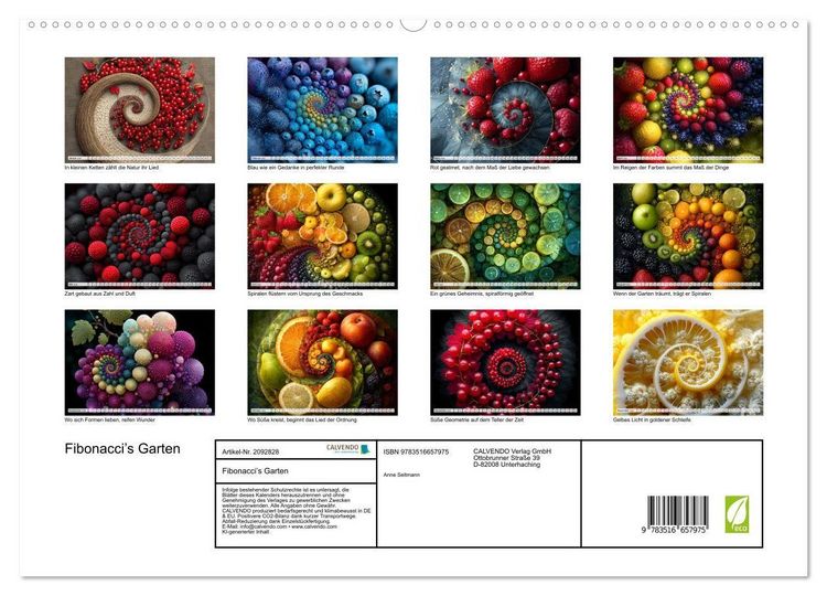 Produktbild: Fibonacci&rsquo;s Garten (hochwertiger Premium Wandkalender 2026 DIN A2 quer), Kunstdruck in Hochglanz