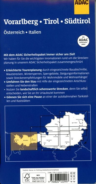 Produktbild: ADAC Urlaubskarte &Ouml;sterreich 06 Vorarlberg, Tirol, S&uuml;dtirol 1:150.000