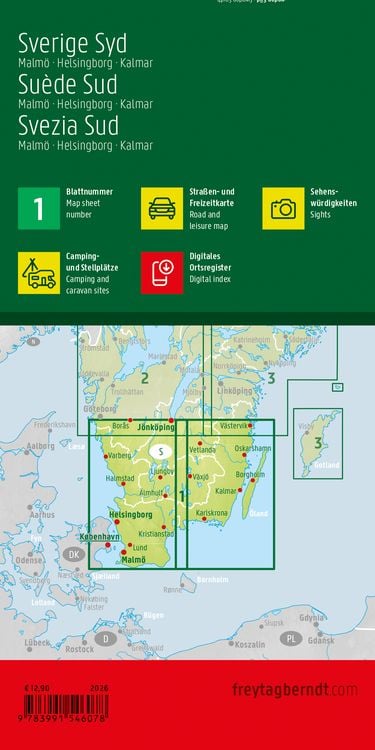 Produktbild: freytag & berndt Stra&szlig;enkarte Schweden S&uuml;d 1:250.000