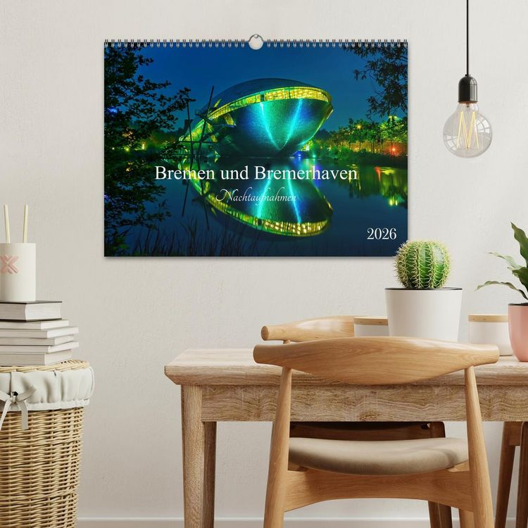 Produktbild: Bremen und Bremerhaven - Nachtaufnahmen (Wandkalender 2026 DIN A3 quer), CALVENDO Monatskalender