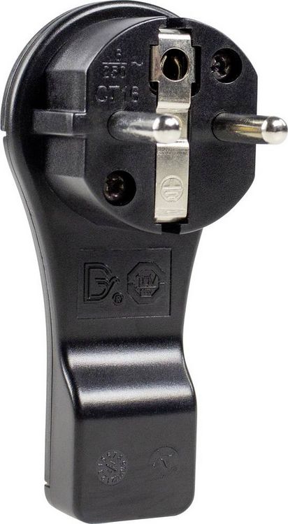 Produktbild: AS Schwabe 45039 Schutzkontakt-Flachstecker Kunststoff mit Aussteckhilfe 230V Schwarz IP20