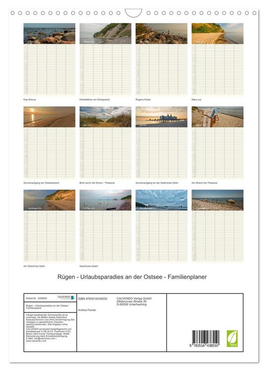 Produktbild: R&uuml;gen - Urlaubsparadies an der Ostsee - Familienplaner (Wandkalender 2026 DIN A3 hoch), CALVENDO Monatskalender