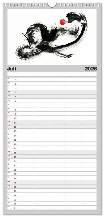 Produktbild: Familienplaner 2026 - Asiatische Tuschmalerei mit 5 Spalten (Wandkalender, 21 x 45 cm) CALVENDO