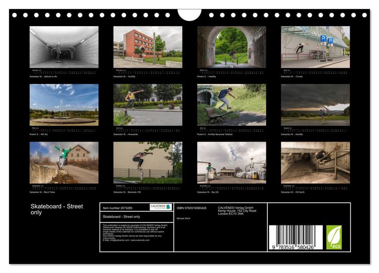 Produktbild: Skateboard - Street only (Wall Calendar 2026 DIN A4 landscape), CALVENDO 12 Month Wall Calendar