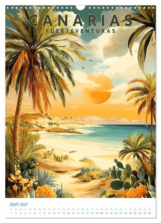 Produktbild: Kanarische Inseln - Old School Poster Style (Wandkalender 2027 DIN A3 hoch), CALVENDO Monatskalender