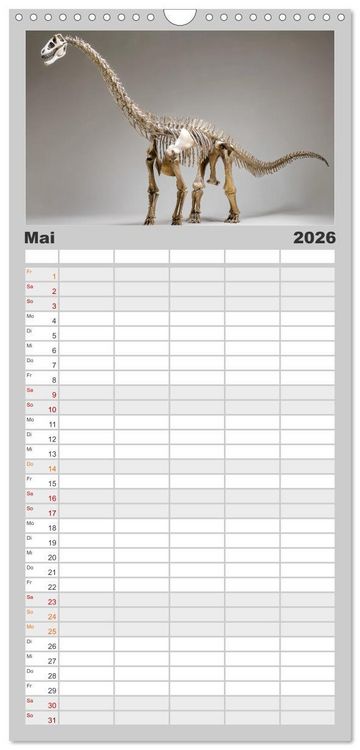 Produktbild: Familienplaner 2026 - Knochen der Giganten - Dinosaurier im Portr&auml;t mit 5 Spalten (Wandkalender, 21 x 45 cm) CALVENDO