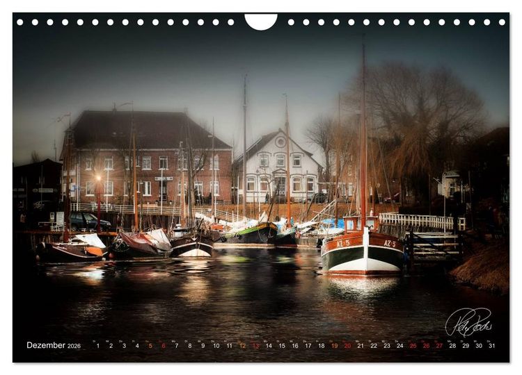 Produktbild: Ostfriesland, die alten H&auml;fen - Greetsiel, Neuharlingersiel, Carolinensiel (Wandkalender 2026 DIN A4 quer), CALVENDO Monatskalender