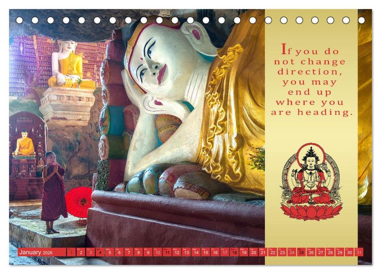 Produktbild: BUDDHIST WISDOMS - THE RED UMBRELLA (Desk Calendar 2026 DIN A5 landscape), CALVENDO 12 Month DeskCalendar