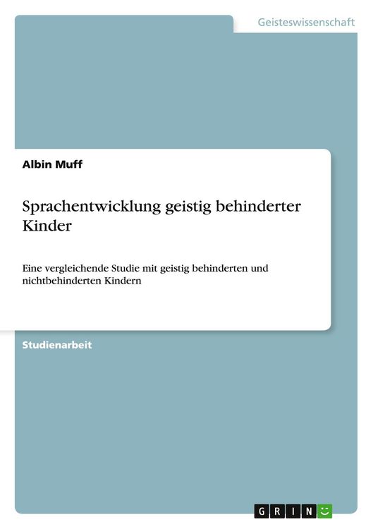Produktbild: Sprachentwicklung geistig behinderter Kinder