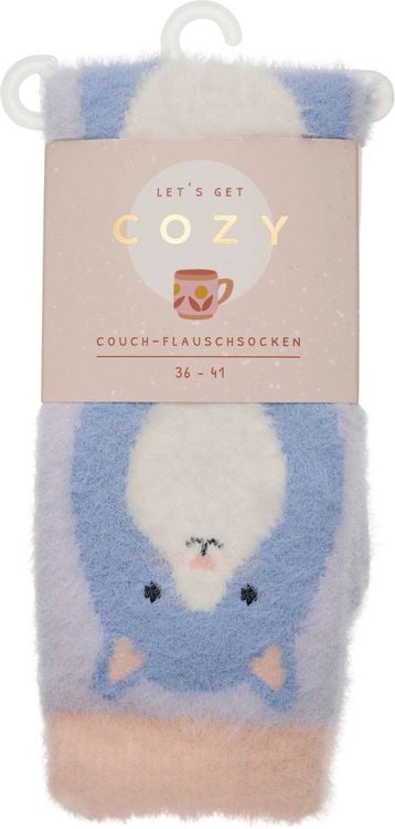 Produktbild: COZY Couch-Flauschsocken"Cozy Cat", blau, Gr&ouml;&szlig;e 36-41