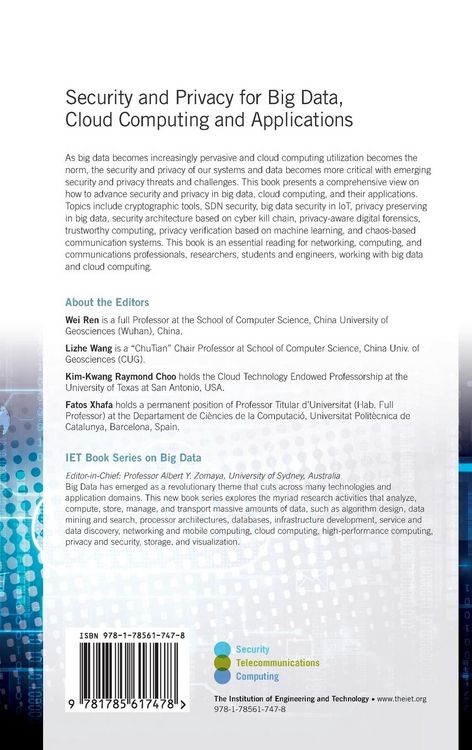 Produktbild: Security and Privacy for Big Data, Cloud Computing and Applications