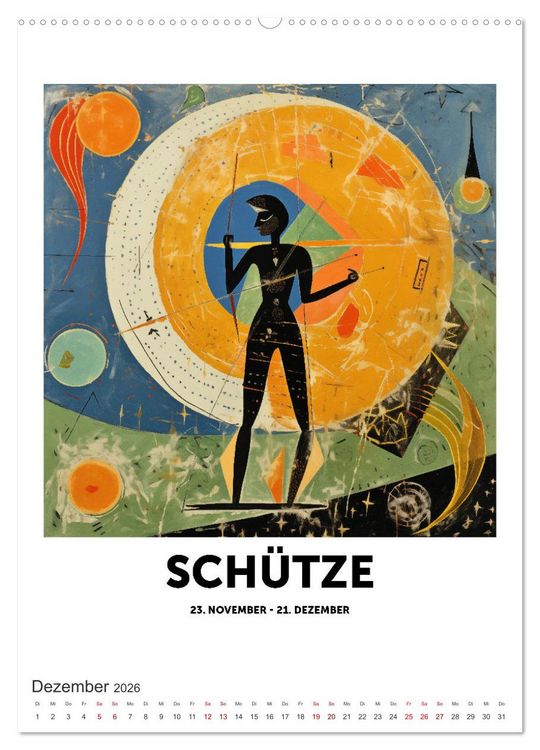 Produktbild: Kunstvolle Sternenwege: KI-Kompositionen der 12 Tierkreiszeichen (Wandkalender 2026 DIN A2 hoch), CALVENDO Monatskalender