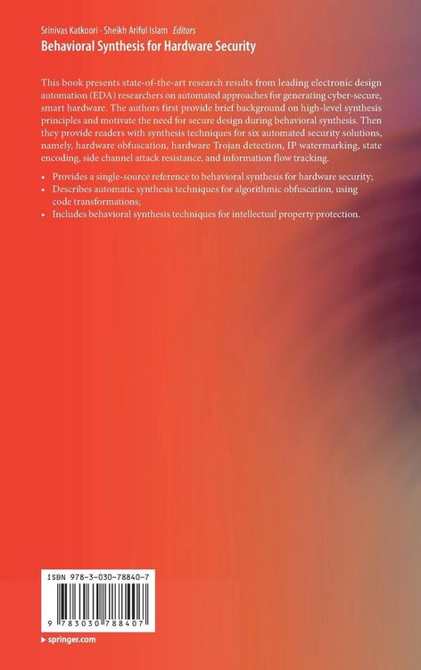 Produktbild: Behavioral Synthesis for Hardware Security