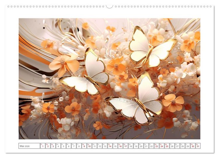 Produktbild: Eleganz in Gold und Orange (hochwertiger Premium Wandkalender 2026 DIN A2 quer), Kunstdruck in Hochglanz