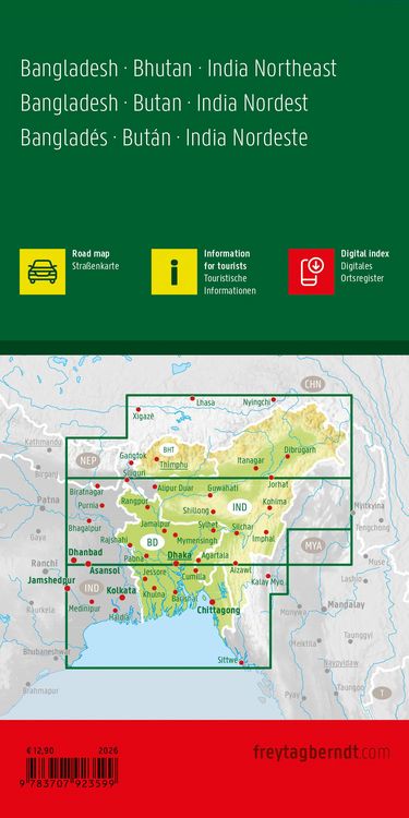 Produktbild: freytag & berndt Stra&szlig;enkarte Bangladesch - Bhutan - Indien Nordost 1:1,1 Mio.