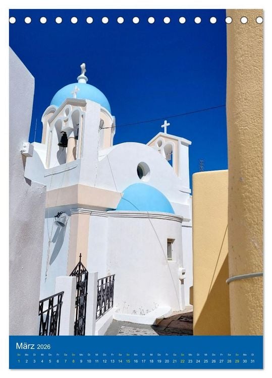 Produktbild: SANTORIN &ndash; Einziartige Motive der griechischen Trauminsel (Tischkalender 2026 DIN A5 hoch), CALVENDO Monatskalender