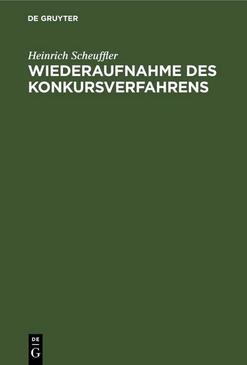 Produktbild: Wiederaufnahme des Konkursverfahrens