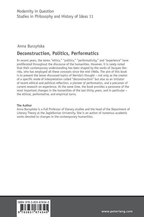 Produktbild: Deconstruction, Politics, Performatics