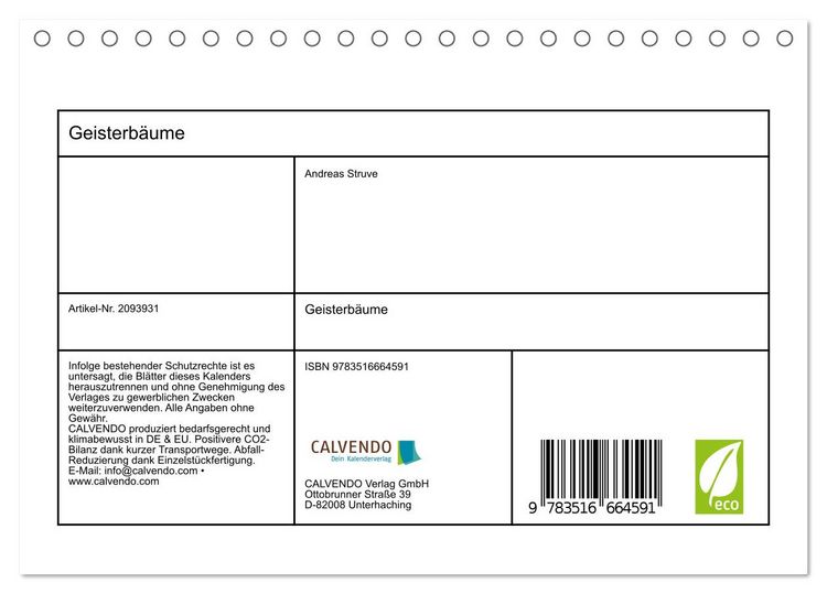 Produktbild: Geisterb&auml;ume (Tischkalender 2026 DIN A5 quer), CALVENDO Monatskalender