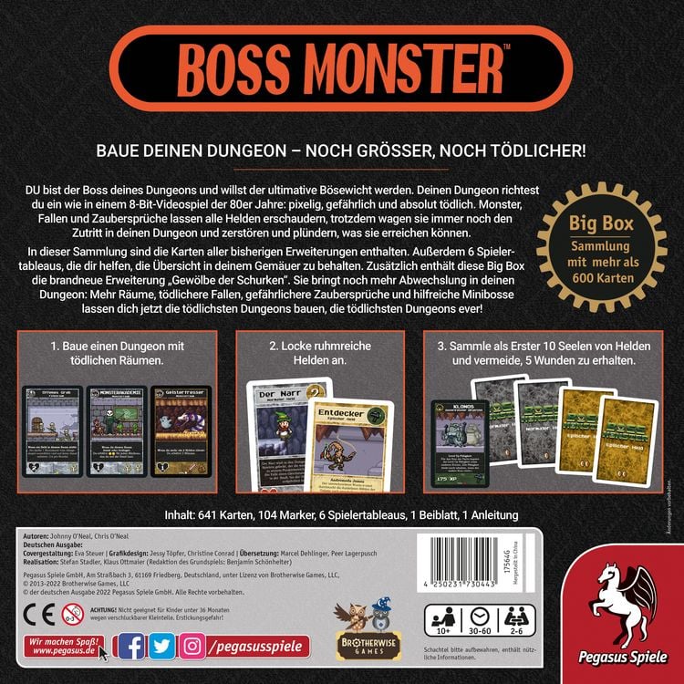 Produktbild: Pegasus 17564G - Boss Monster Big Box, Dungeon-Kartenspiel im Retrolook