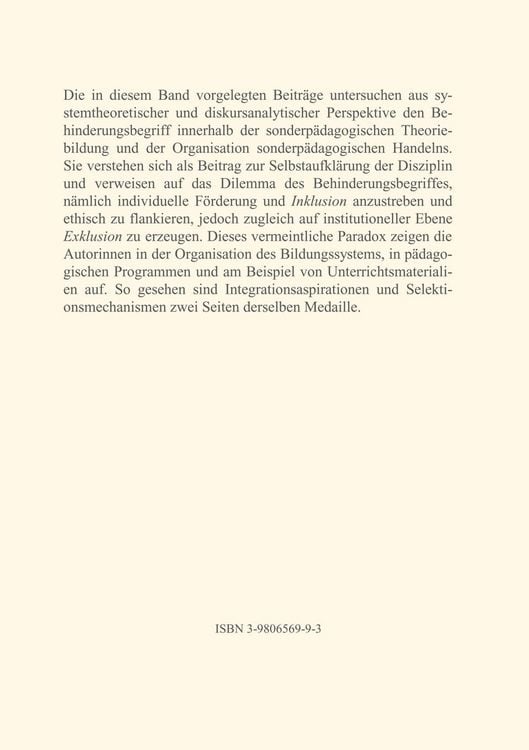 Produktbild: Behinderung - Selektionsmechanismen und Integrationsaspirationen
