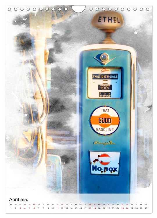 Produktbild: Gasoline - Vintage Tanks&auml;ulen in Szene gesetzt (Wandkalender 2026 DIN A4 hoch), CALVENDO Monatskalender