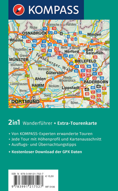 Produktbild: KOMPASS Wanderf&uuml;hrer Naturpark Teutoburger Wald mit Wiehen- und Eggegebirge, 55 Touren