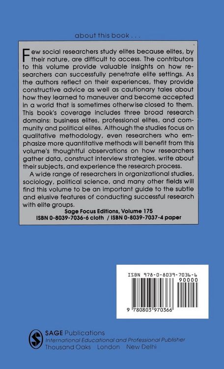 Produktbild: Studying Elites Using Qualitative Methods