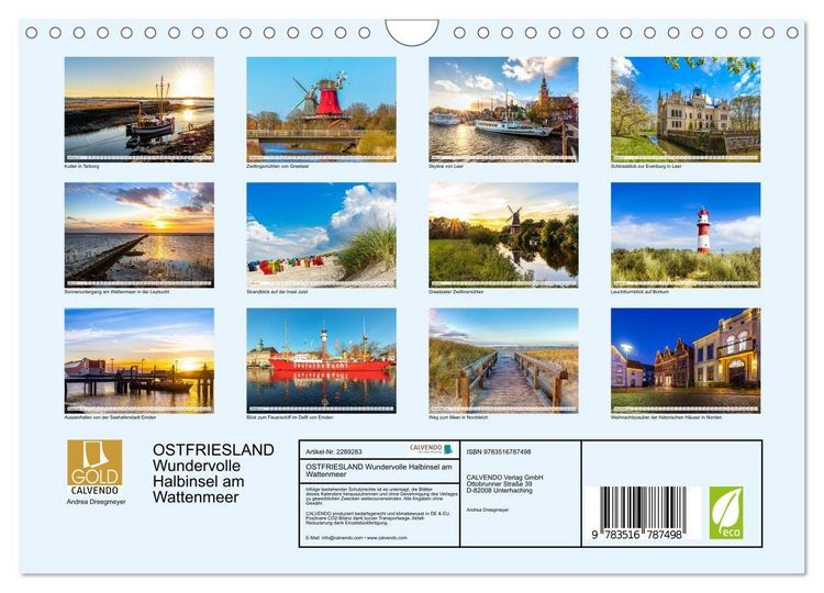 Produktbild: OSTFRIESLAND Wundervolle Halbinsel am Wattenmeer (Wandkalender 2027 DIN A4 quer), CALVENDO Monatskalender