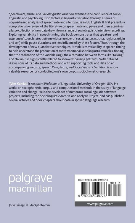 Produktbild: Speech Rate, Pause and Sociolinguistic Variation
