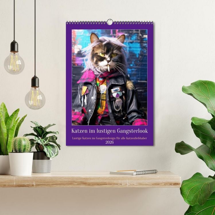 Produktbild: Katzen im lustigen Gangsterlook (Wandkalender 2026 DIN A3 hoch), CALVENDO Monatskalender