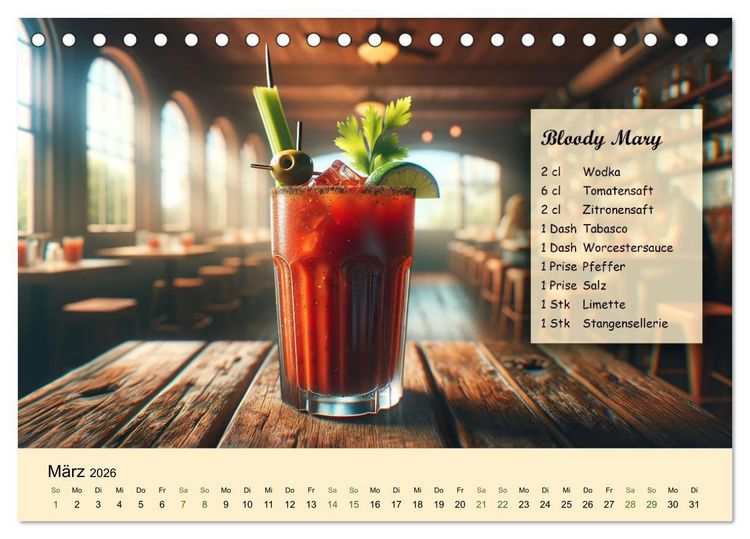 Produktbild: Cocktail-Klassiker (Tischkalender 2026 DIN A5 quer), CALVENDO Monatskalender