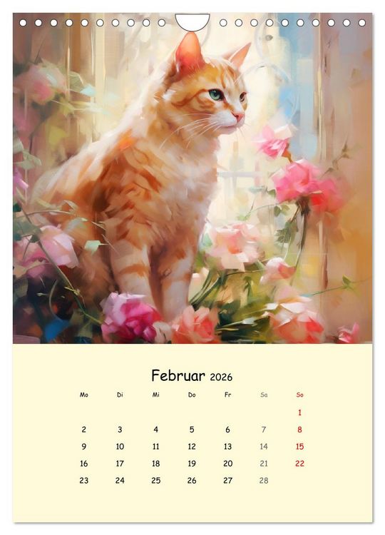 Produktbild: Liebliche Katzen. Anmut und W&uuml;rde mit Blumen (Wandkalender 2026 DIN A4 hoch), CALVENDO Monatskalender