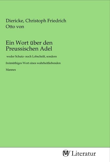 Produktbild: Ein Wort &uuml;ber den Preussischen Adel
