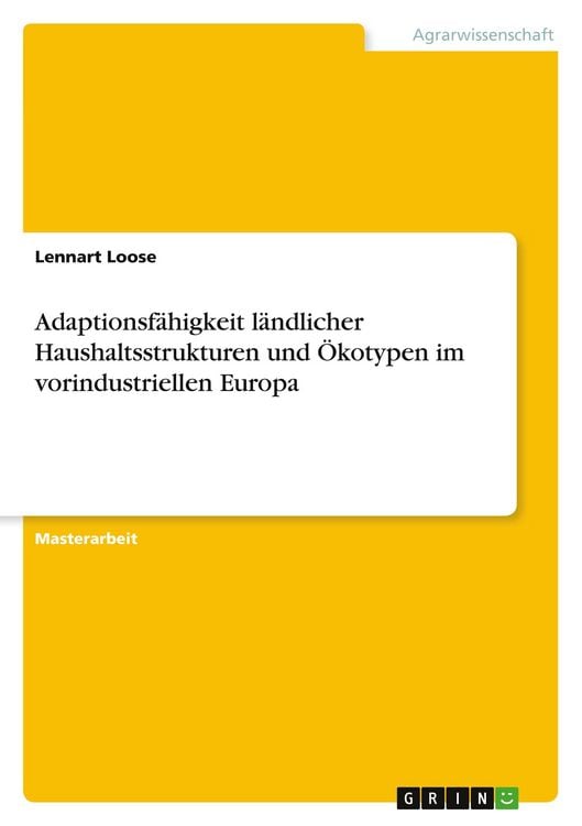 Produktbild: Adaptionsf&auml;higkeit l&auml;ndlicher Haushaltsstrukturen und &Ouml;kotypen im vorindustriellen Europa
