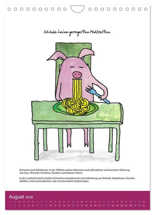 Produktbild: Schweinekalender - Alles was du &uuml;ber Schweine wissen wolltest! (Wandkalender 2026 DIN A4 hoch), CALVENDO Monatskalender