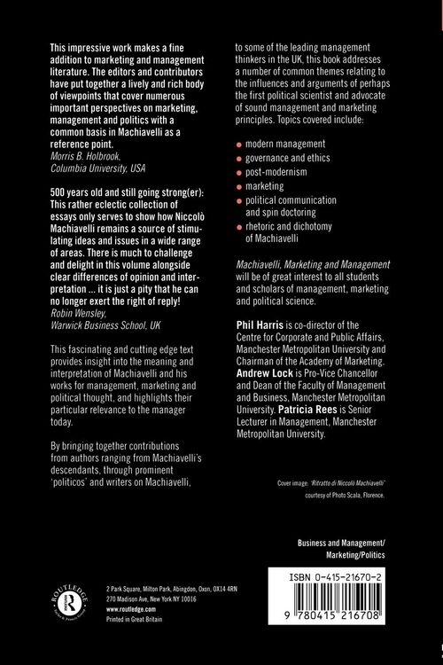 Produktbild: Machiavelli, Marketing and Management