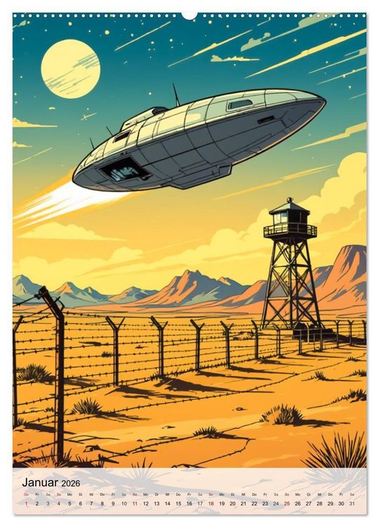 Produktbild: Wir sind nicht allein - UFO-Mythen (hochwertiger Premium Wandkalender 2026 DIN A2 hoch), Kunstdruck in Hochglanz
