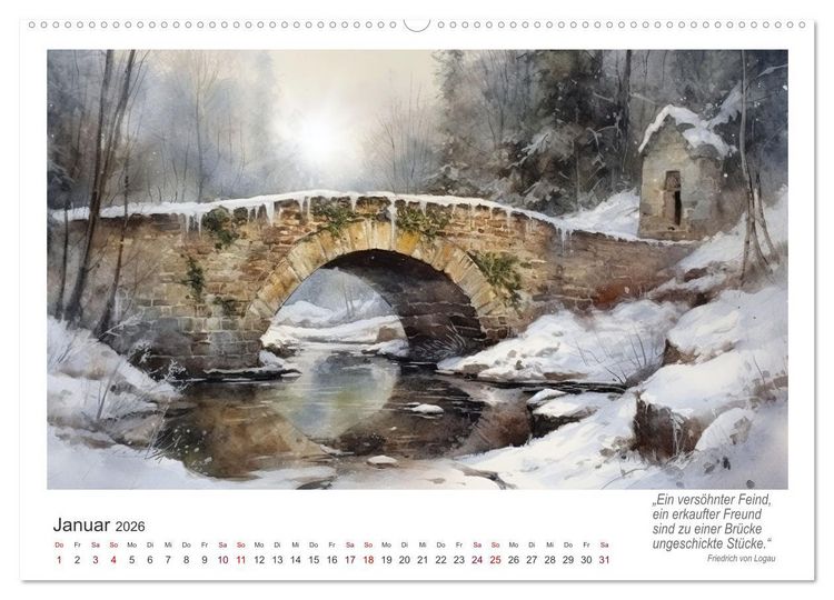 Produktbild: Br&uuml;ckenromantik (Wandkalender 2026 DIN A2 quer), CALVENDO Monatskalender