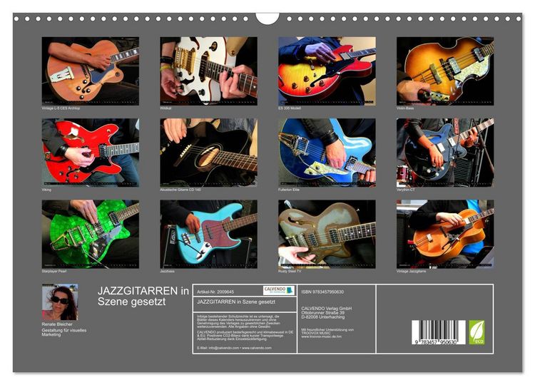 Produktbild: JAZZGITARREN in Szene gesetzt (Wandkalender 2026 DIN A3 quer), CALVENDO Monatskalender