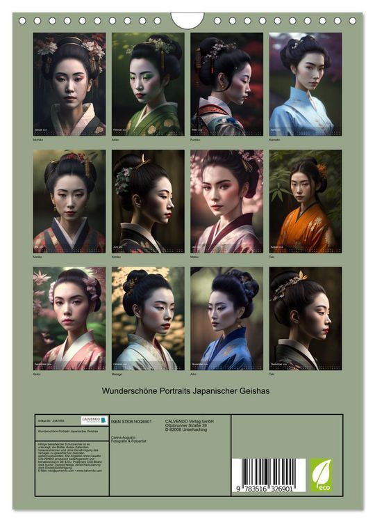 Produktbild: Wundersch&ouml;ne Portraits Japanischer Geishas (Wandkalender 2026 DIN A4 hoch), CALVENDO Monatskalender