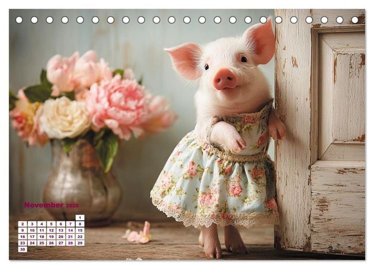 Produktbild: Vom Gl&uuml;ck, ein Schweinchen zu sein (Tischkalender 2026 DIN A5 quer), CALVENDO Monatskalender