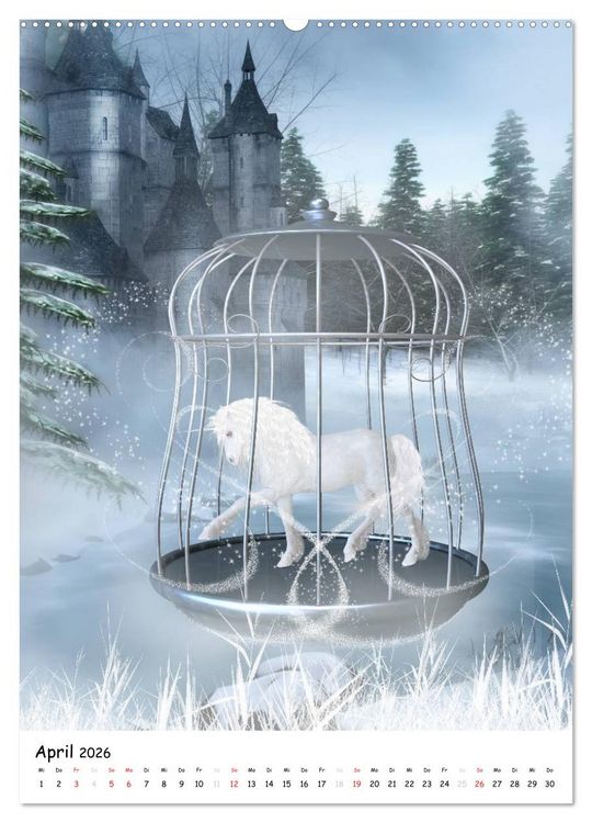 Produktbild: Einhorn und Pegasus (Wandkalender 2026 DIN A2 hoch), CALVENDO Monatskalender