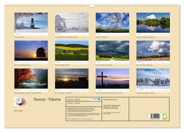Produktbild: Taunus - Tr&auml;ume (Wandkalender 2026 DIN A2 quer), CALVENDO Monatskalender