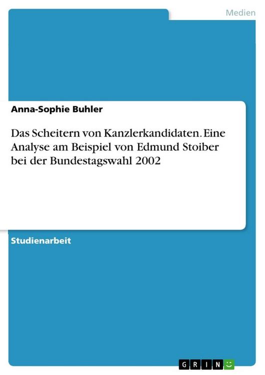 Produktbild: Das Scheitern von Kanzlerkandidaten. Eine Analyse am Beispiel von Edmund Stoiber bei der Bundestagswahl 2002