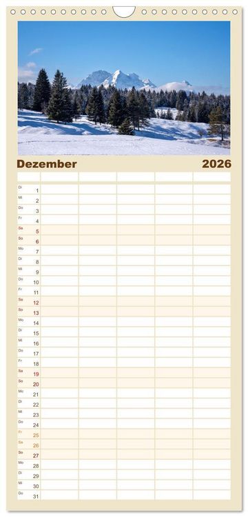 Produktbild: Familienplaner 2026 - Alpen Blick mit 5 Spalten (Wandkalender, 21 x 45 cm) CALVENDO