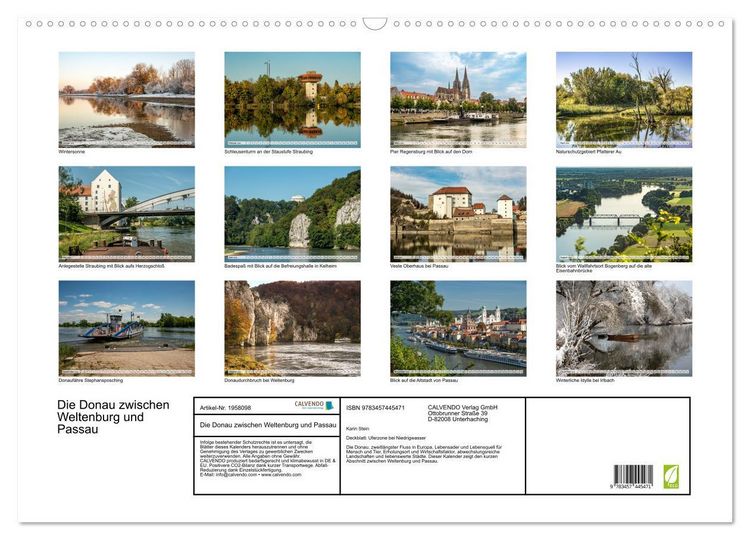 Produktbild: Die Donau zwischen Weltenburg und Passau (Wandkalender 2026 DIN A2 quer), CALVENDO Monatskalender