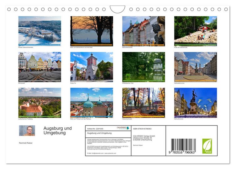Produktbild: Augsburg und Umgebung (Wandkalender 2027 DIN A4 quer), CALVENDO Monatskalender