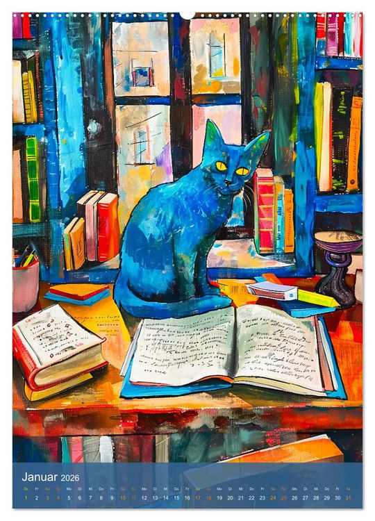 Produktbild: Katzenleben in Farbe - Witzige Szenen aus dem Katzenalltag (hochwertiger Premium Wandkalender 2026 DIN A2 hoch), Kunstdruck in Hochglanz