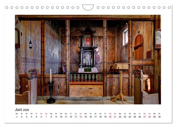 Produktbild: Stabkirchen Norwegens - Mittelalterliche Mystik in Holz (Wandkalender 2026 DIN A4 quer), CALVENDO Monatskalender